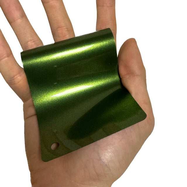 Gloss Metallic Mamba Green Car Wrap swatch card