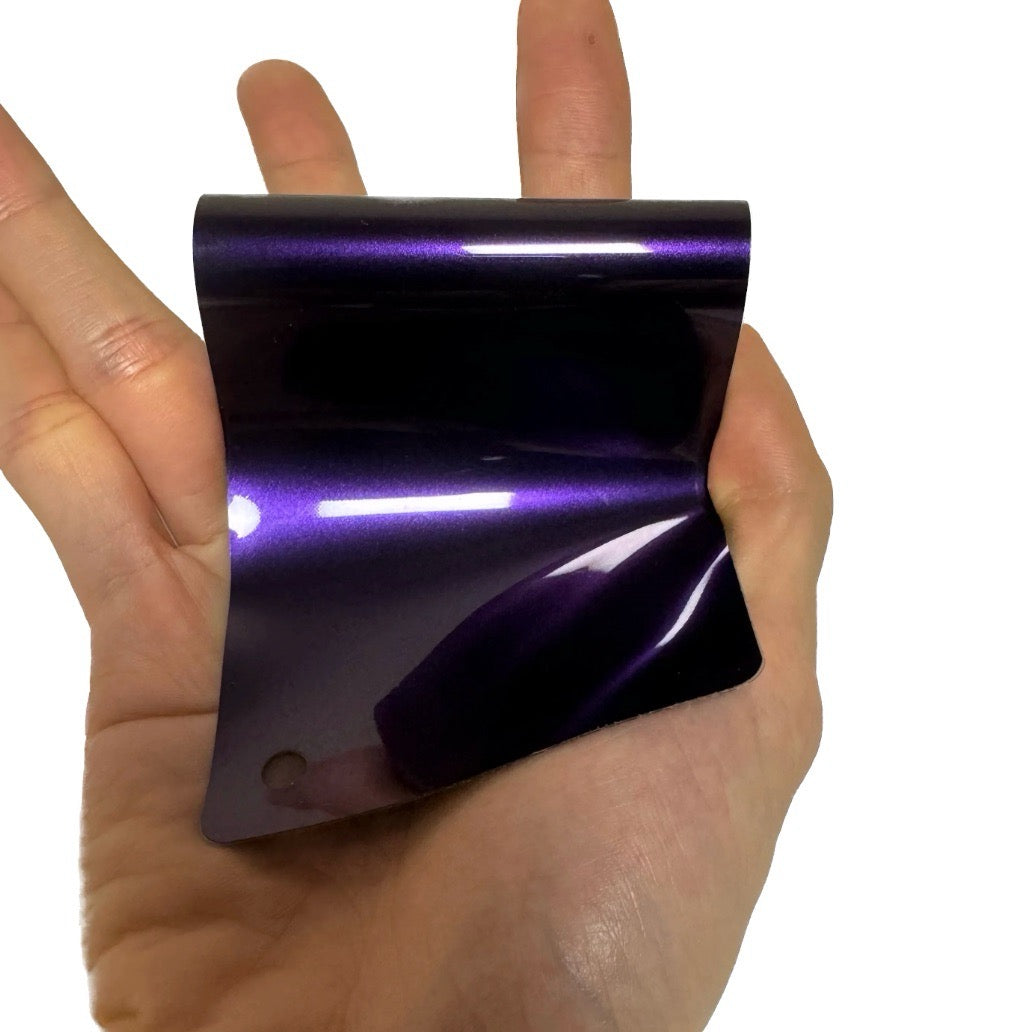 Gloss Metallic Midnight Purple Vinyl Wrap swatch card