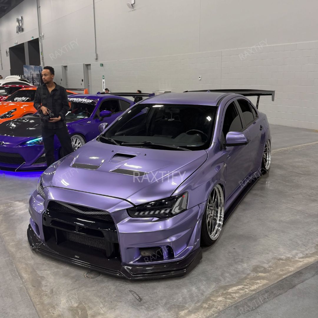 Gloss Metallic Royal Purple Vinyl Wrap on Mitsubishi Lancer Evolution X