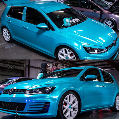 Gloss Metallic Turquoise Dream Car Wrap on VW full look