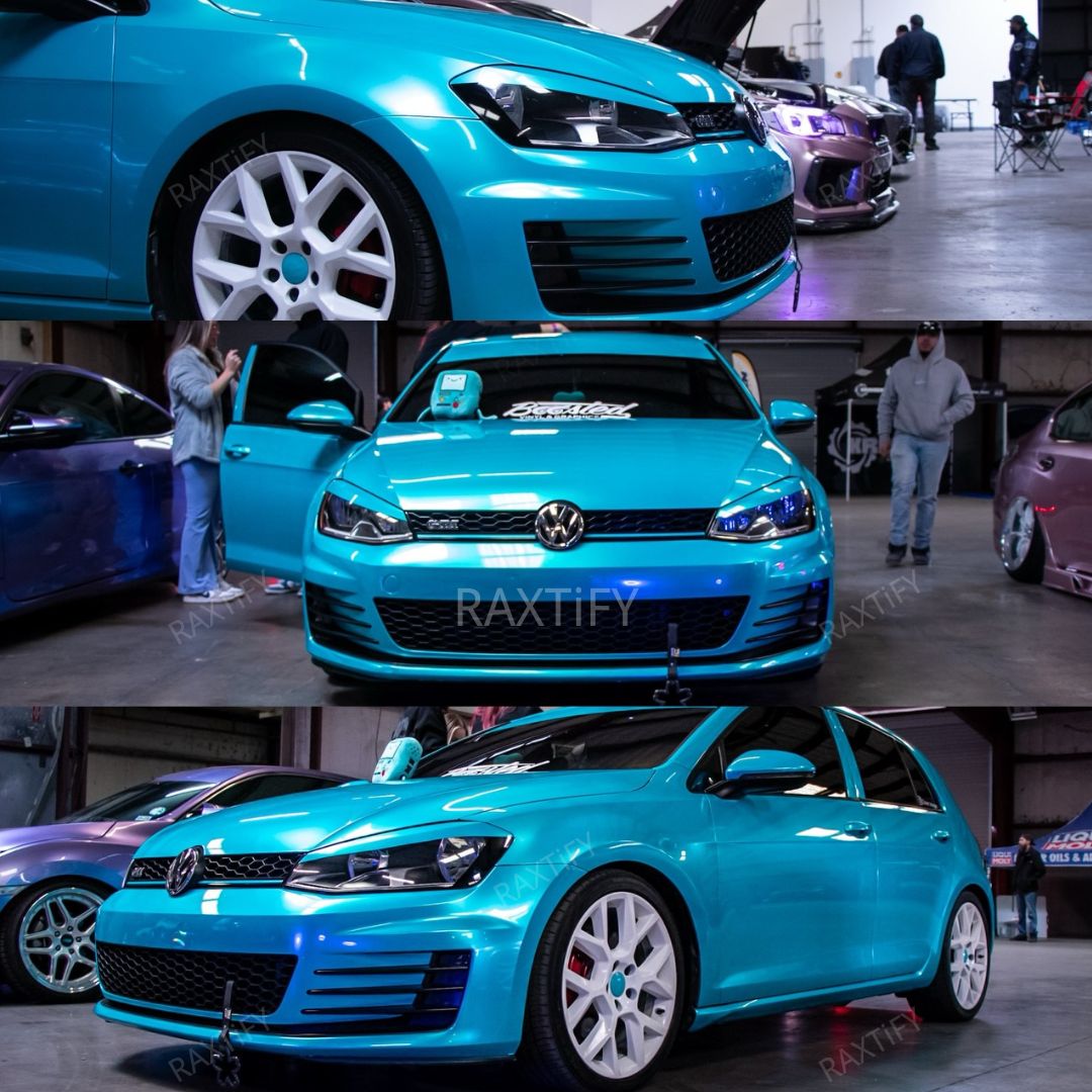 Gloss Metallic Turquoise Dream Car Wrap on VW inside