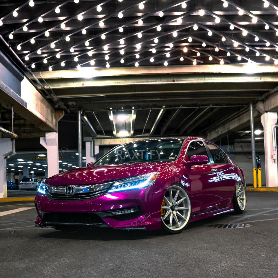 Gloss Metallic Jam Purple Car Wrap On Honda night time look