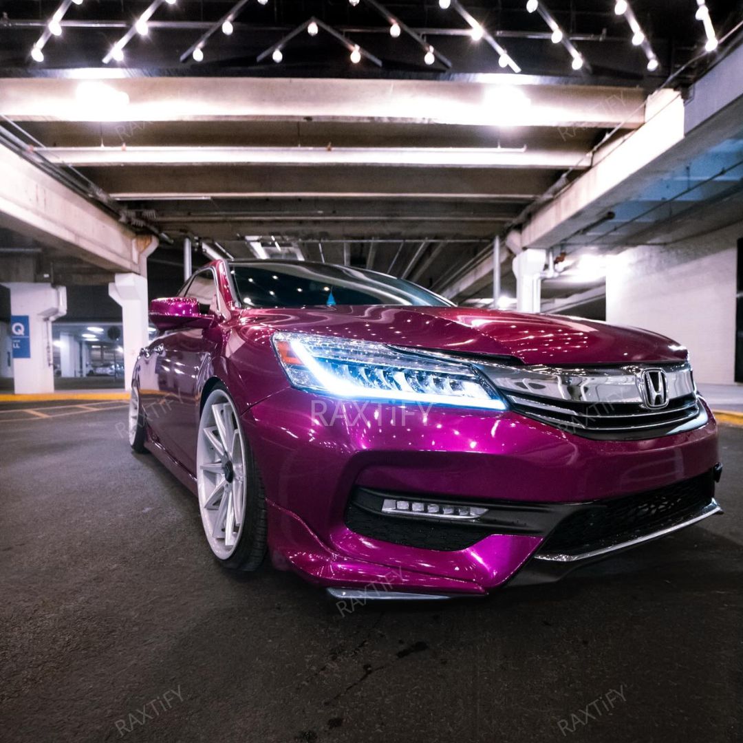 Gloss Metallic Jam Purple Car Wrap on Honda front look