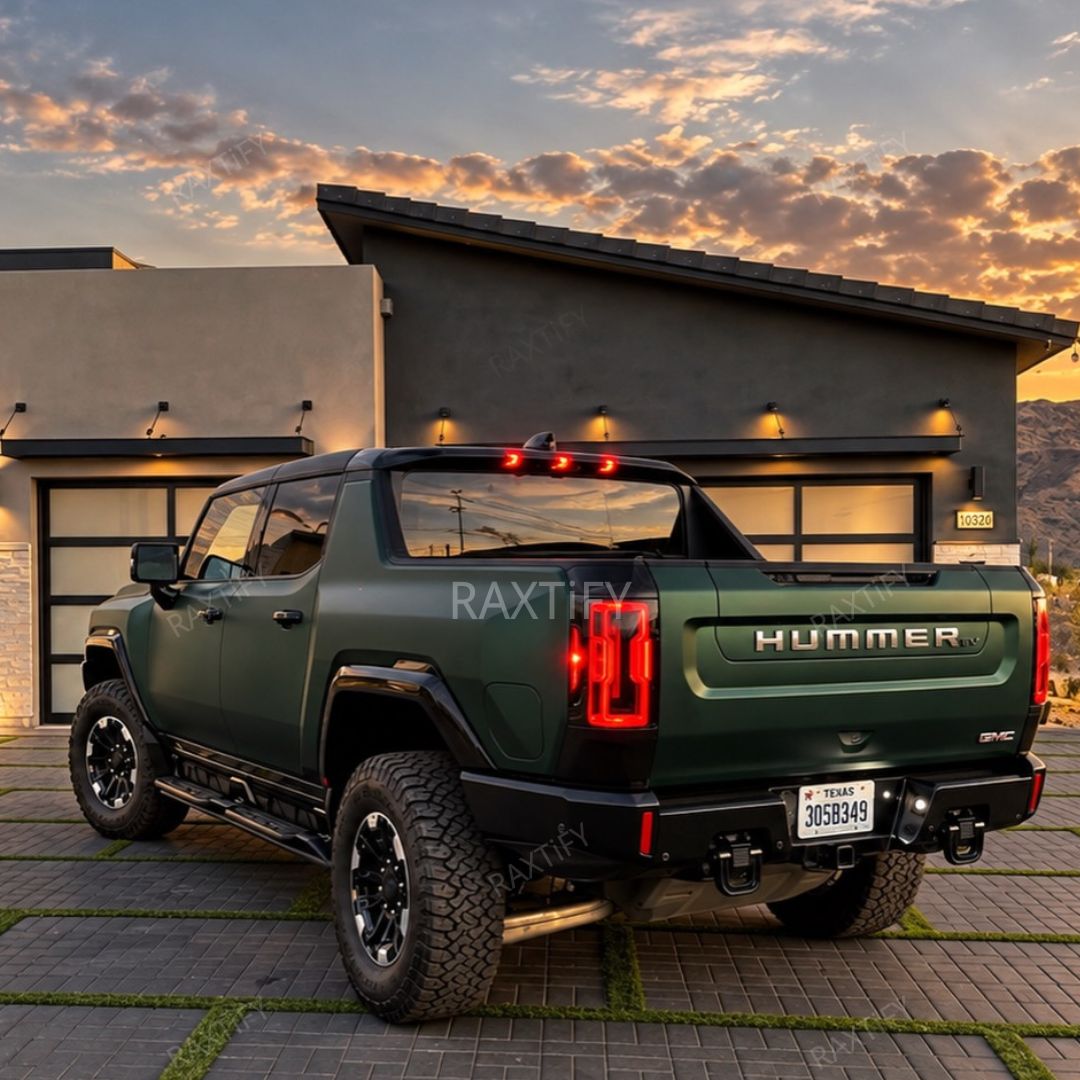 Matte Chrome Venom Green Car Wrap on hummer back look