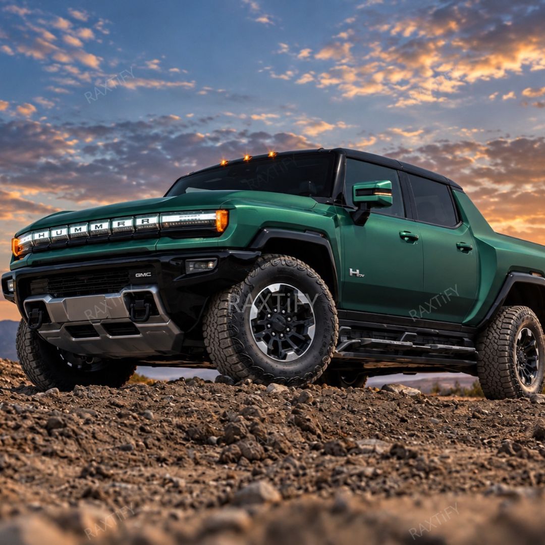 Matte Chrome Venom Green Car Wrap on hummer
