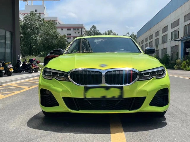 Gloss Metallic Neon Fluorescent  Yellow Vinyl Wrap Car