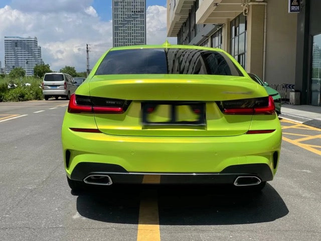 Gloss Metallic Neon Fluorescent  Yellow Vinyl Wrap Car