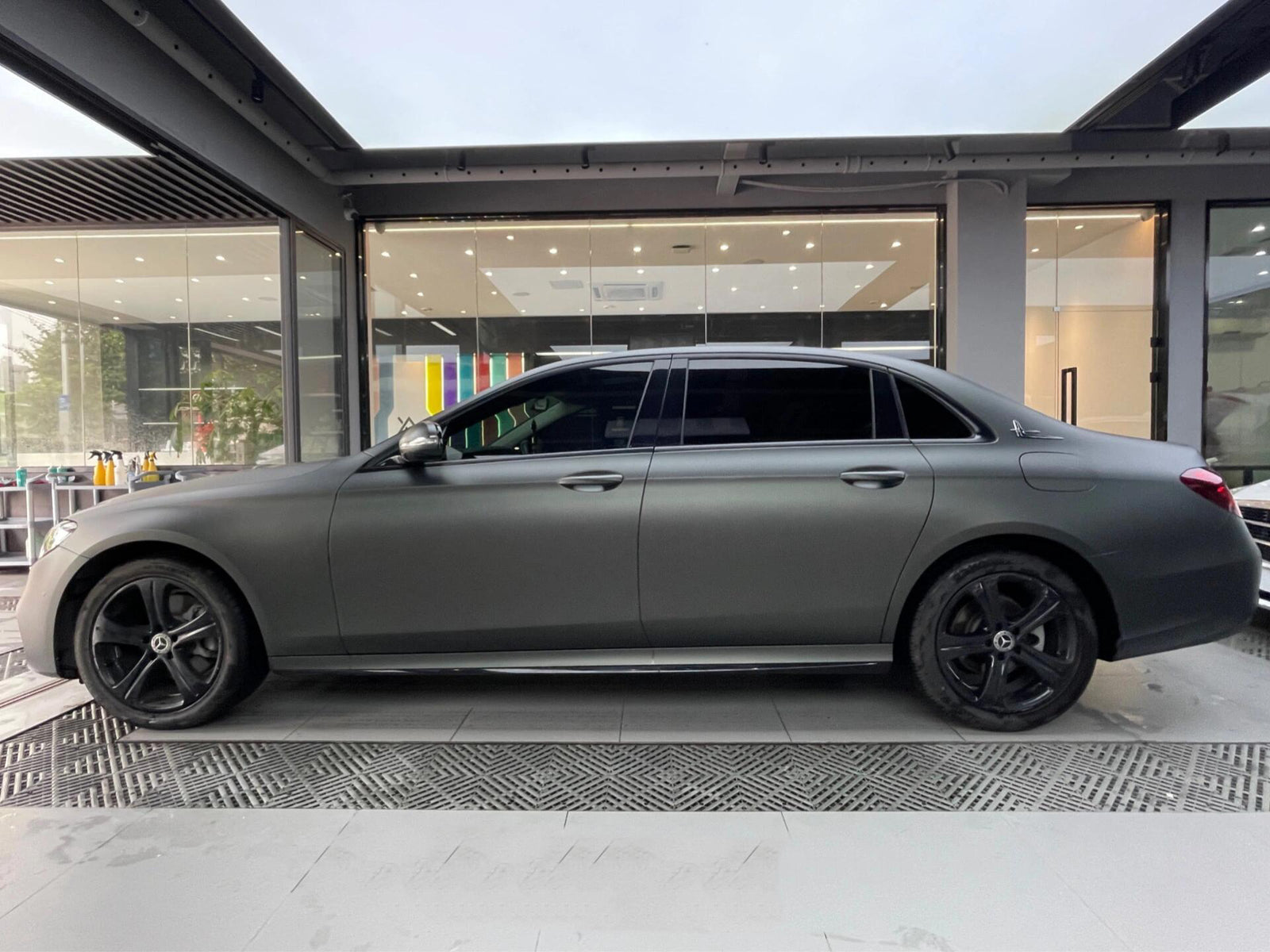 Satin Chrome Dark Gray Green Car Wrap