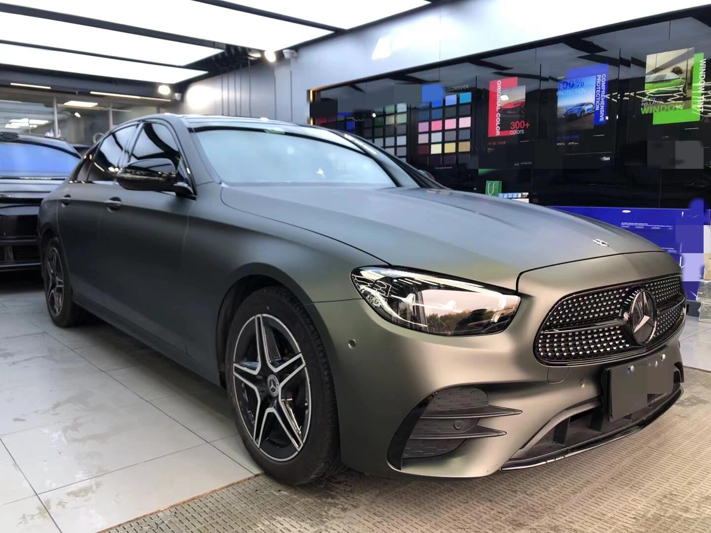 Satin Chrome Dark Gray Green Car Wrap