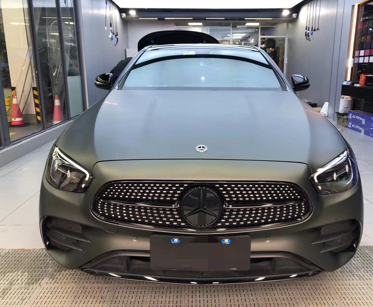 Satin Chrome Dark Gray Green Car Wrap