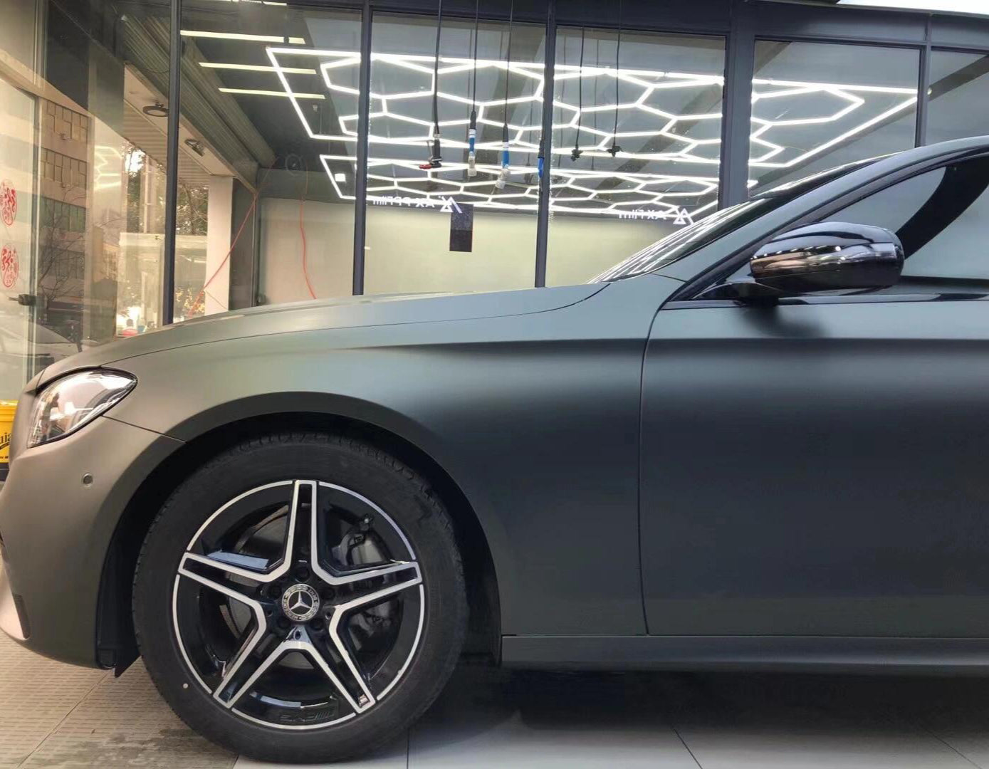 Satin Chrome Dark Gray Green Car Wrap