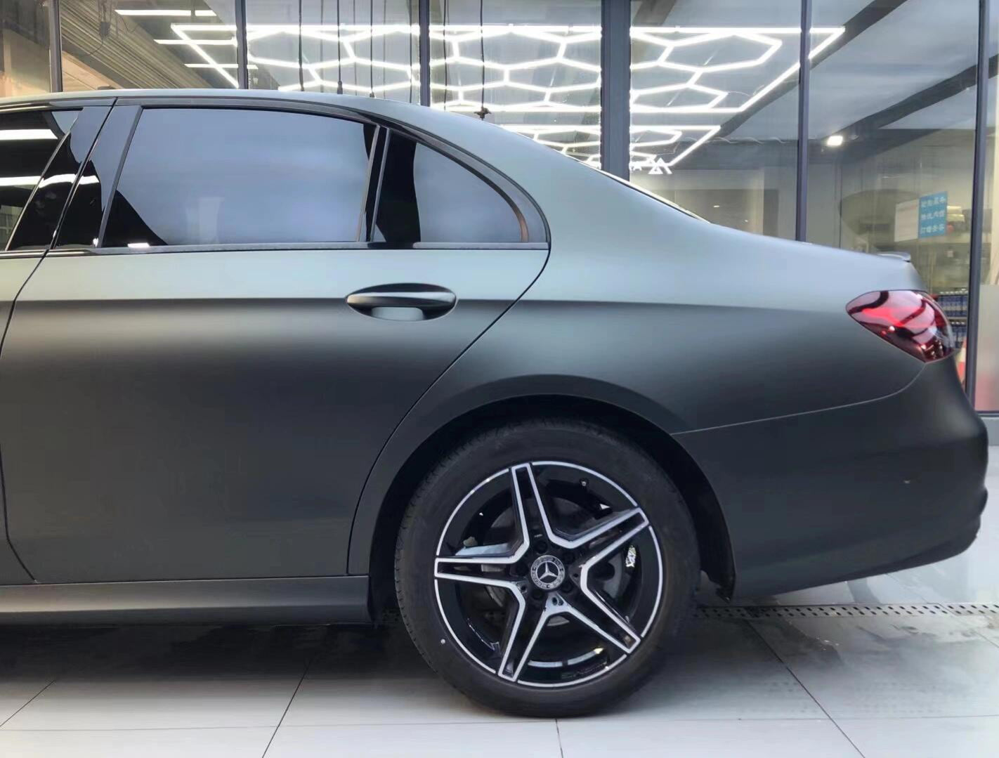Satin Chrome Dark Gray Green Car Wrap