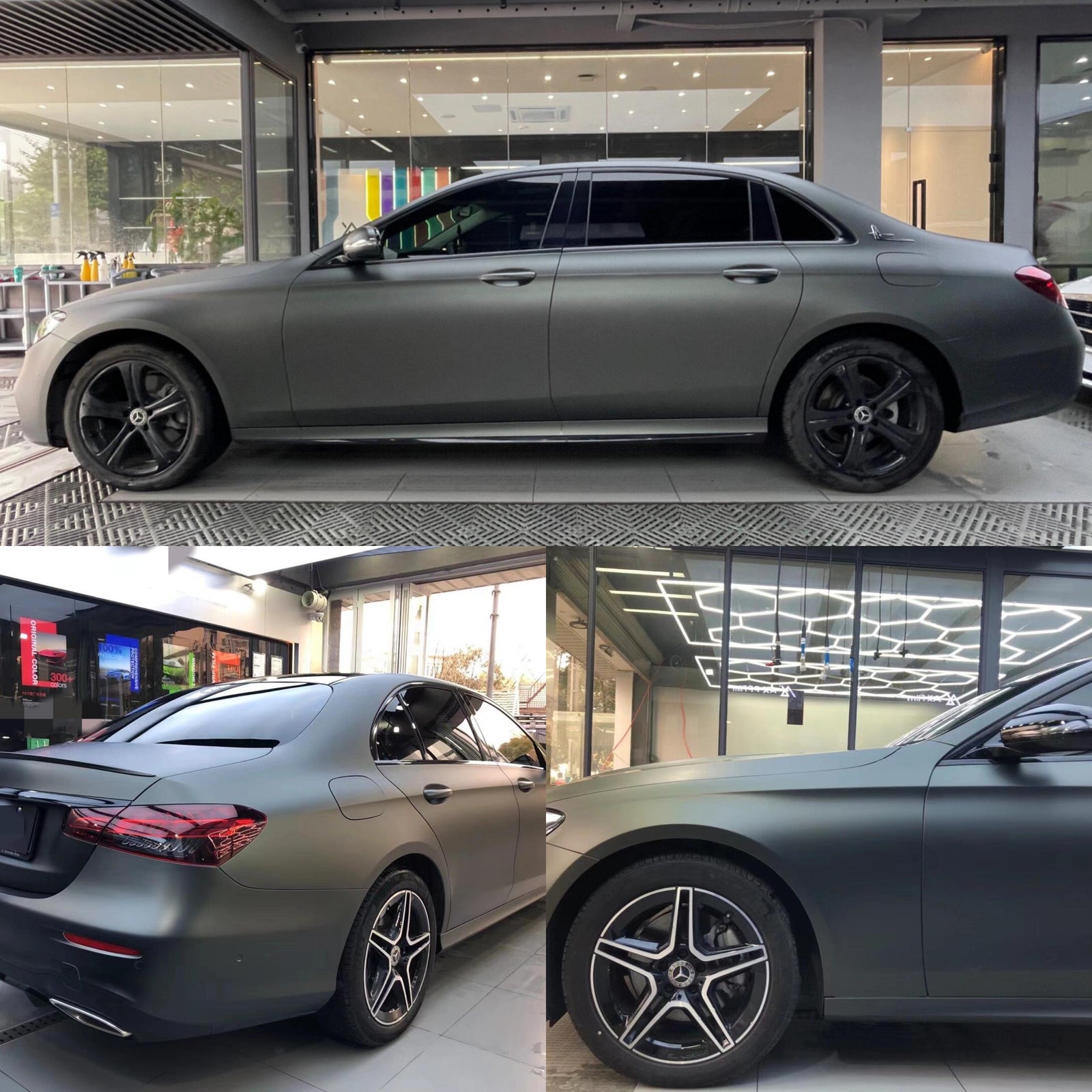 Satin Chrome Dark Gray Green Car Wrap