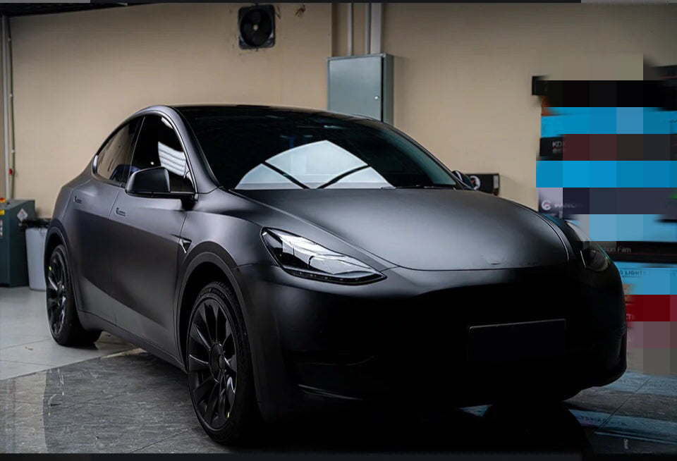 Satin Chrome Metal Black Vinyl Wrap Tesla