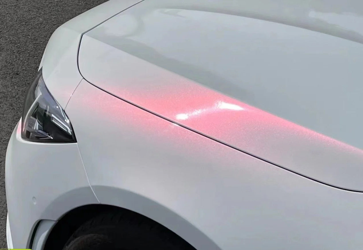 Color Shift Glitter White Pink Vinyl Wrap Color