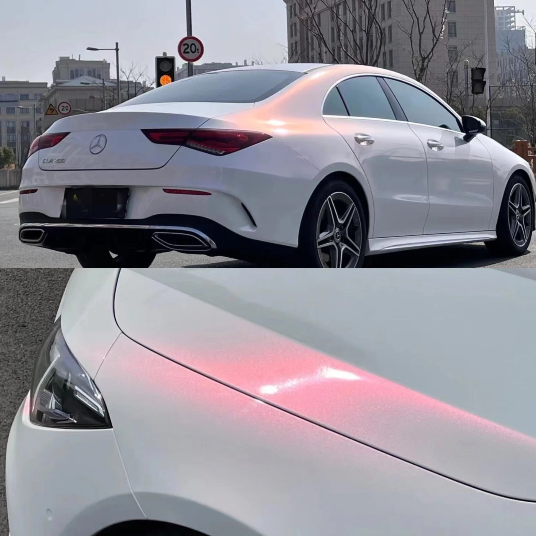 Color Shift Glitter White Pink Vinyl Wrap Car