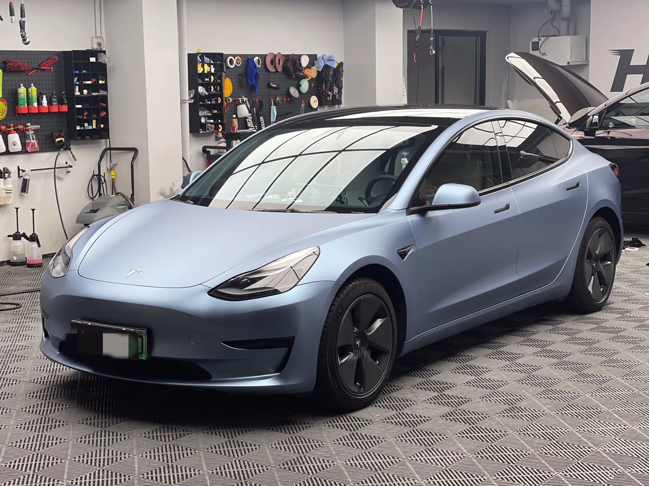 Satin Chrome Saint Mist Blue Vinyl Wrap