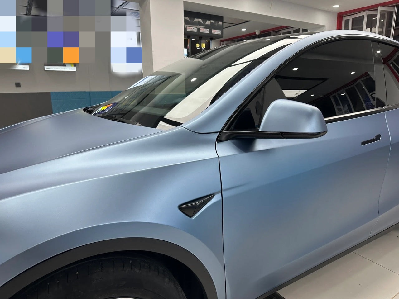 Satin Chrome Saint Mist Blue Vinyl Wrap