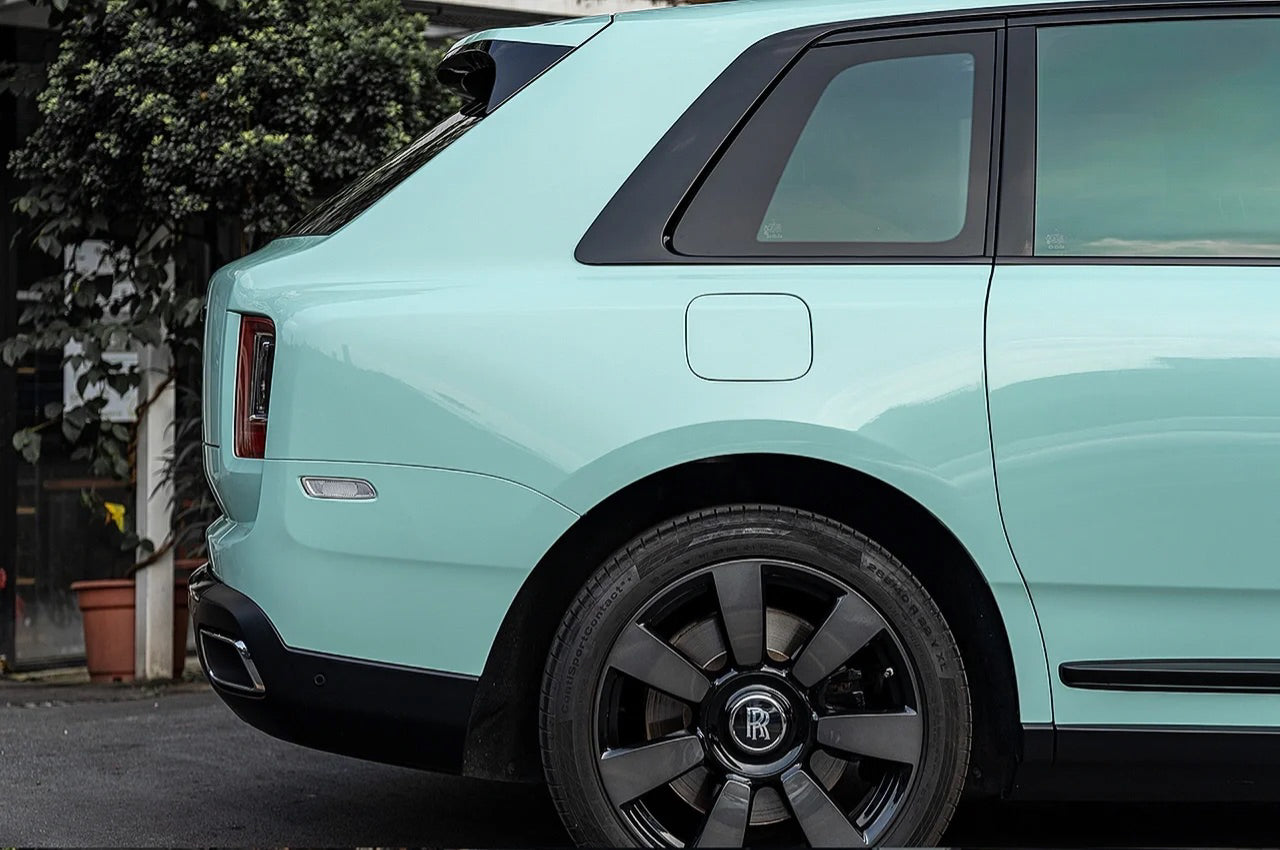 Super Gloss Light Saga Green Vinyl Wrap Partial