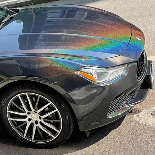 Laser Gloss Black Vinyl Wrap partial