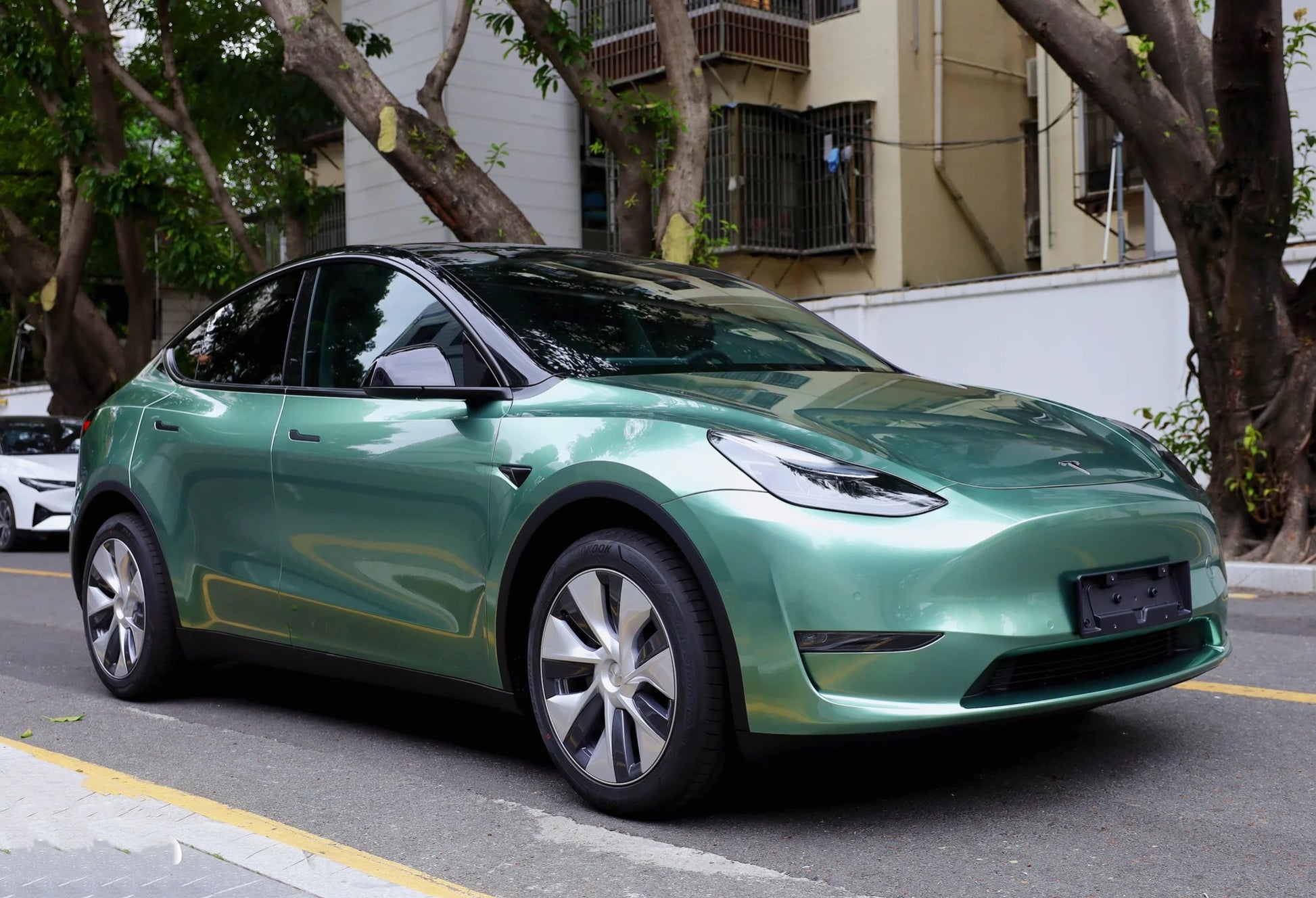 Gloss Metallic Hunter Jade Car Wrap Tesla Vinyl