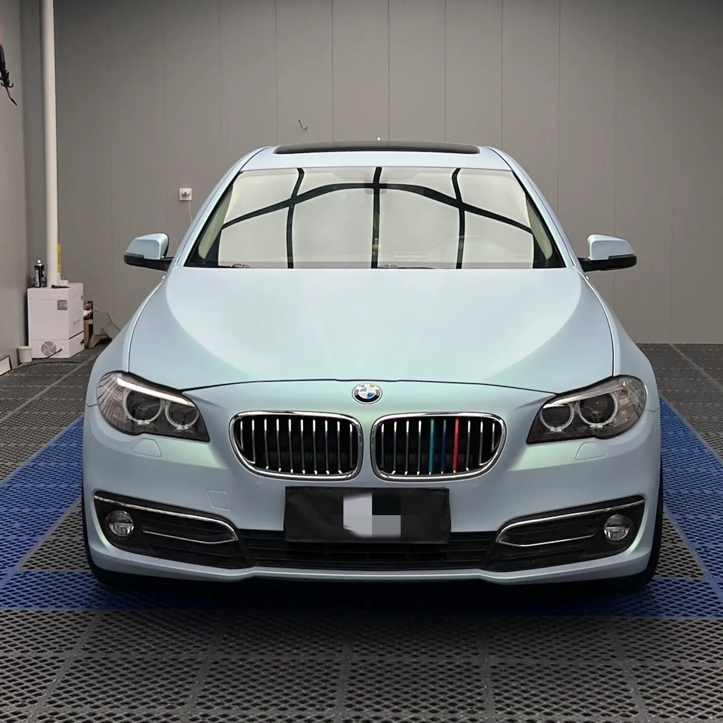 Color Shift Satin Blue Green Car Wrap Partial
