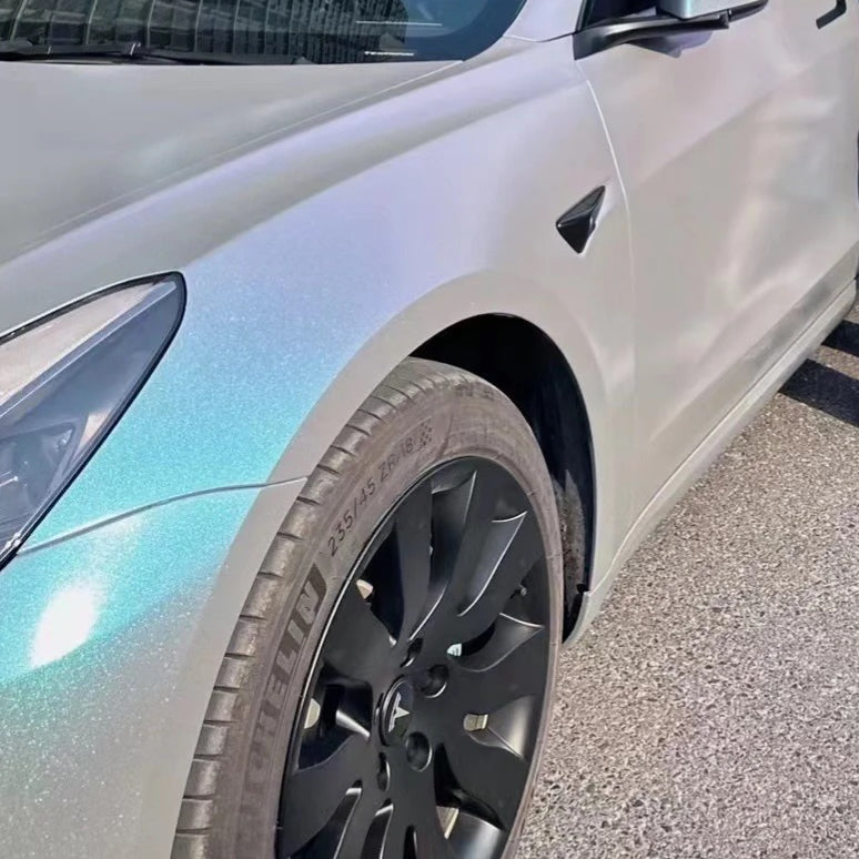 Color Shift Glitter Blue Silver Vinyl Wrap