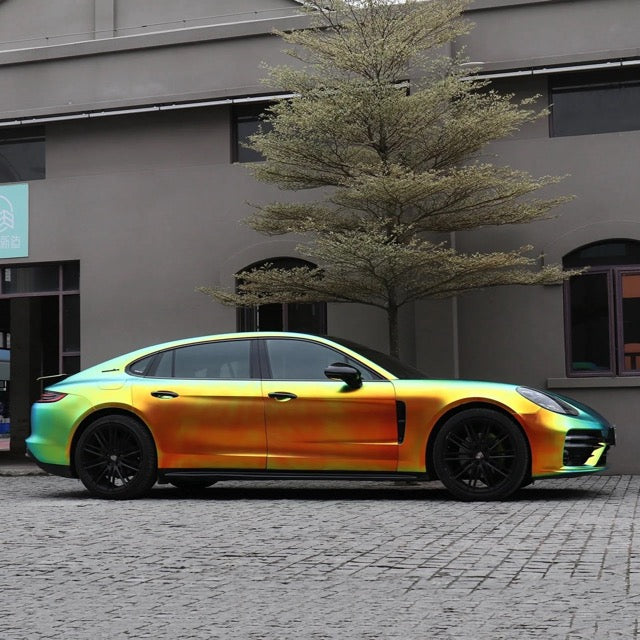 Satin Chrome Rainbow Green Vinyl Wrap Car Color