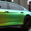 Satin Chrome Rainbow Green Vinyl Wrap