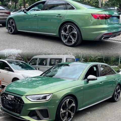 Color Shift Rainbow Drift Emerald Green Vinyl Wrap Audi