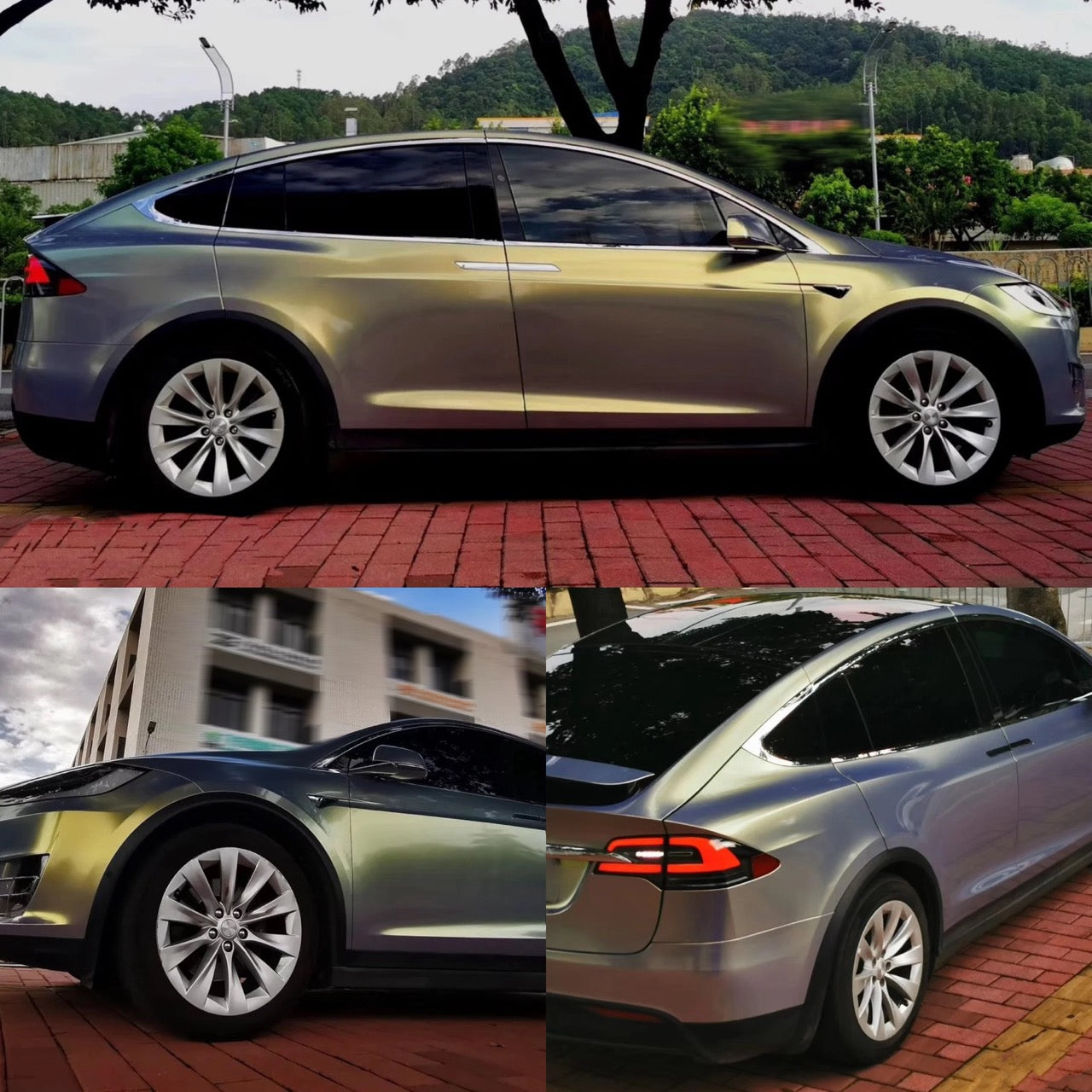 Color Shift Metallic Gray Gold Vinyl Wrap Car