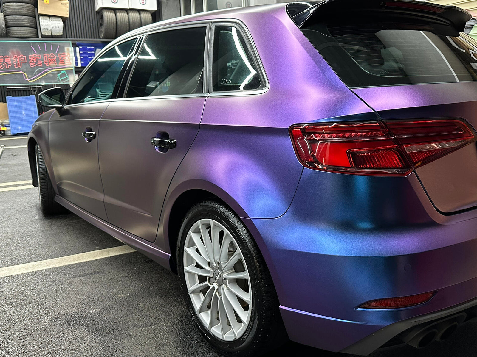Color Shift Satin Purple Red Vinyl Wrap Car