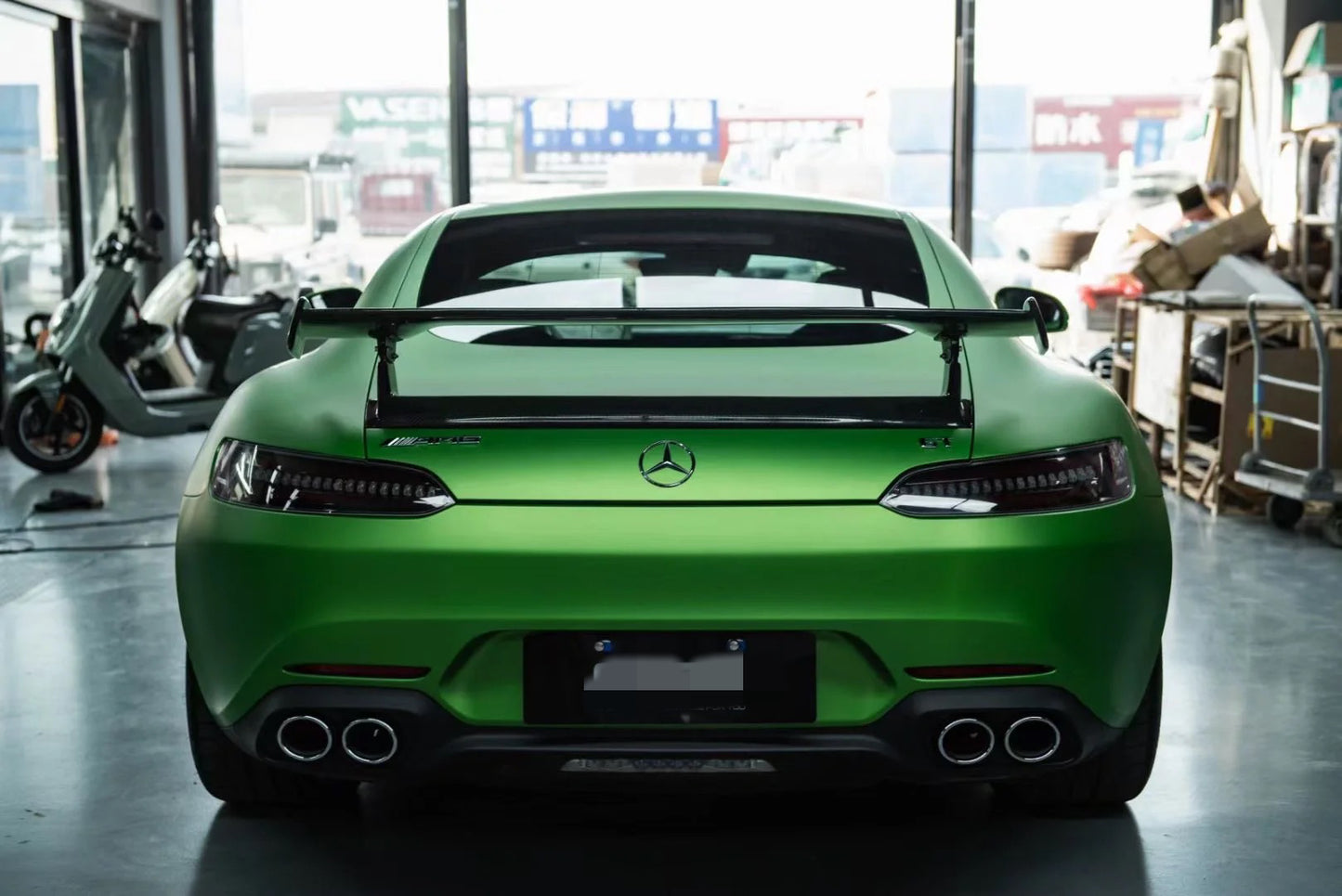 Satin Chrome Flame Green Vinyl Wrap