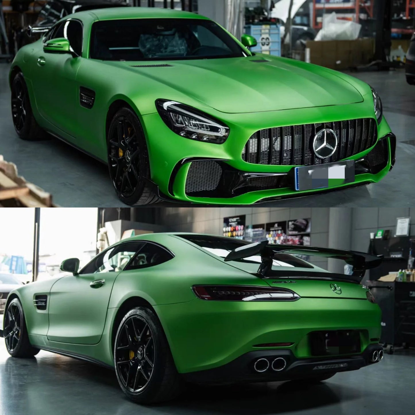 Satin Chrome Flame Green Vinyl Wrap