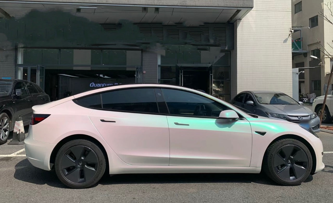 Color Shift Glitter Aurora White Vinyl Wrap Car
