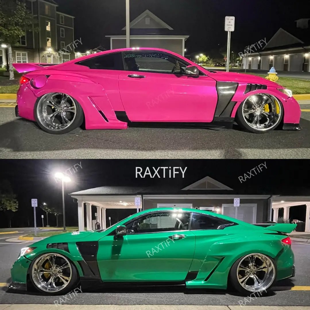 Infiniti Q60 Red to Green Fade Custom Vinyl Wrap raxtify