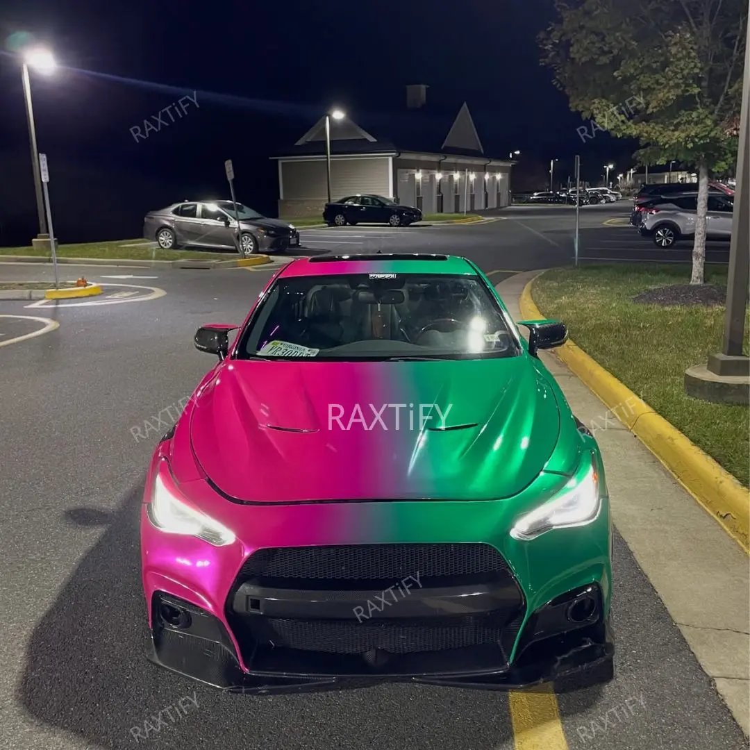 Infiniti Q60 Red to Green Fade Custom Vinyl Wrap raxtify