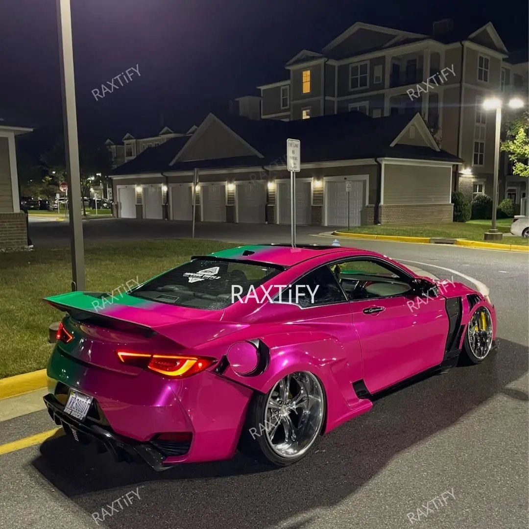 Infiniti Q60 Red to Green Fade Custom Vinyl Wrap raxtify