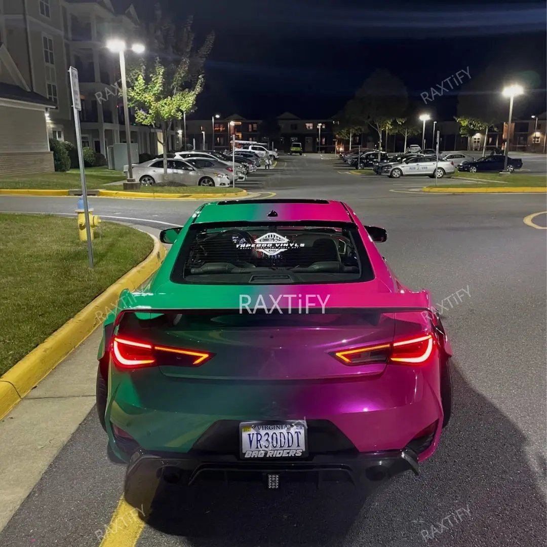 Infiniti Q60 Red to Green Fade Custom Vinyl Wrap raxtify