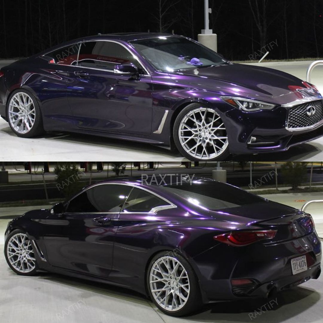 Infiniti Gloss Metallic Glitter Black Purple Car Wrap