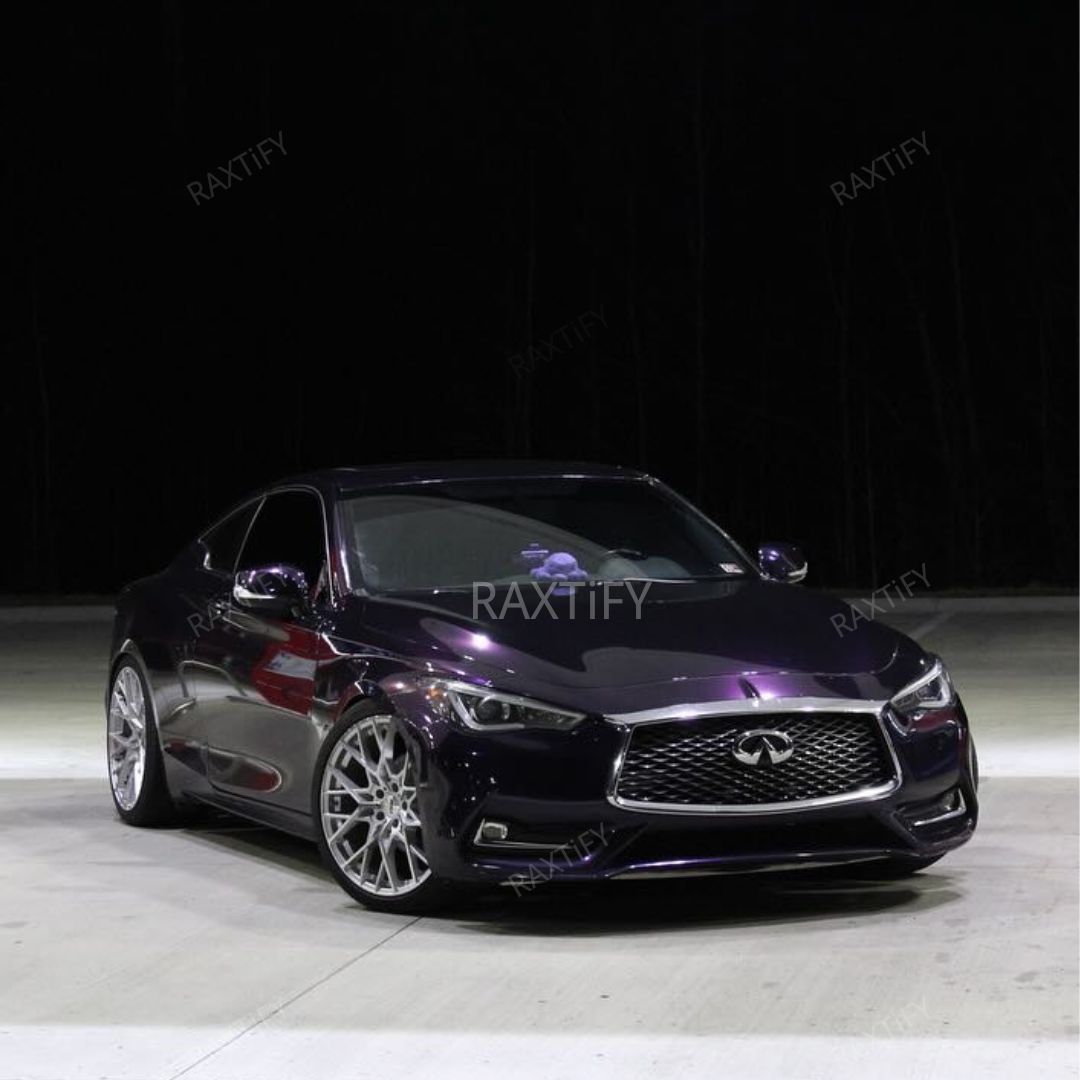 Infiniti Q60 Gloss Metallic Glitter Black Purple Wrap