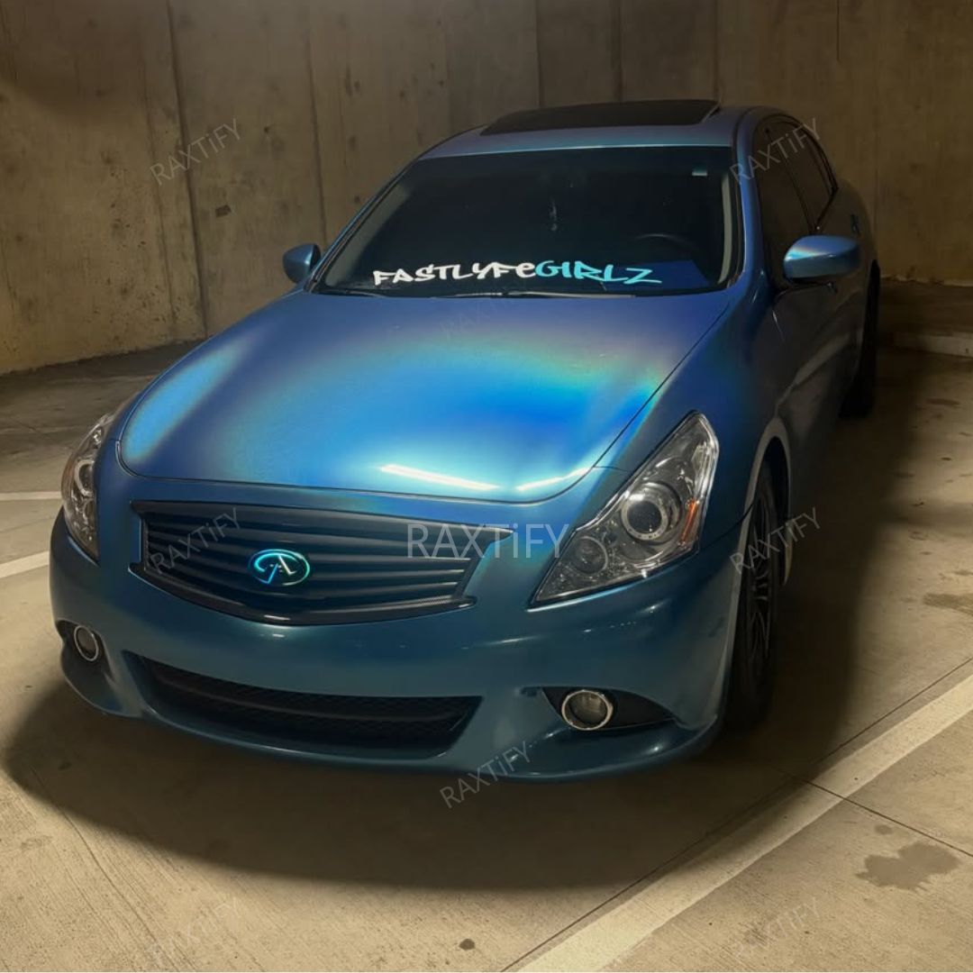 infiniti Laser Gloss Blue Vinyl Wrap hood