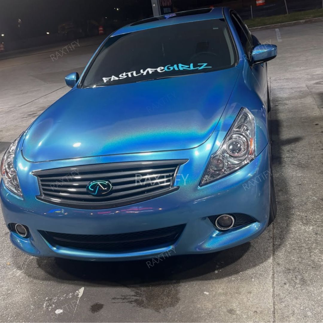 infiniti Laser Gloss Blue Vinyl Wrap night look