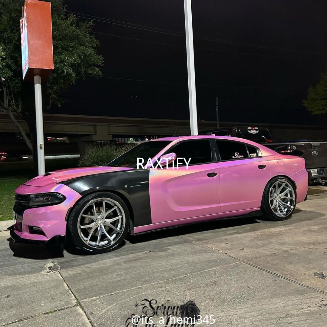 Side of Laser Gloss Pink Vinyl Wrap