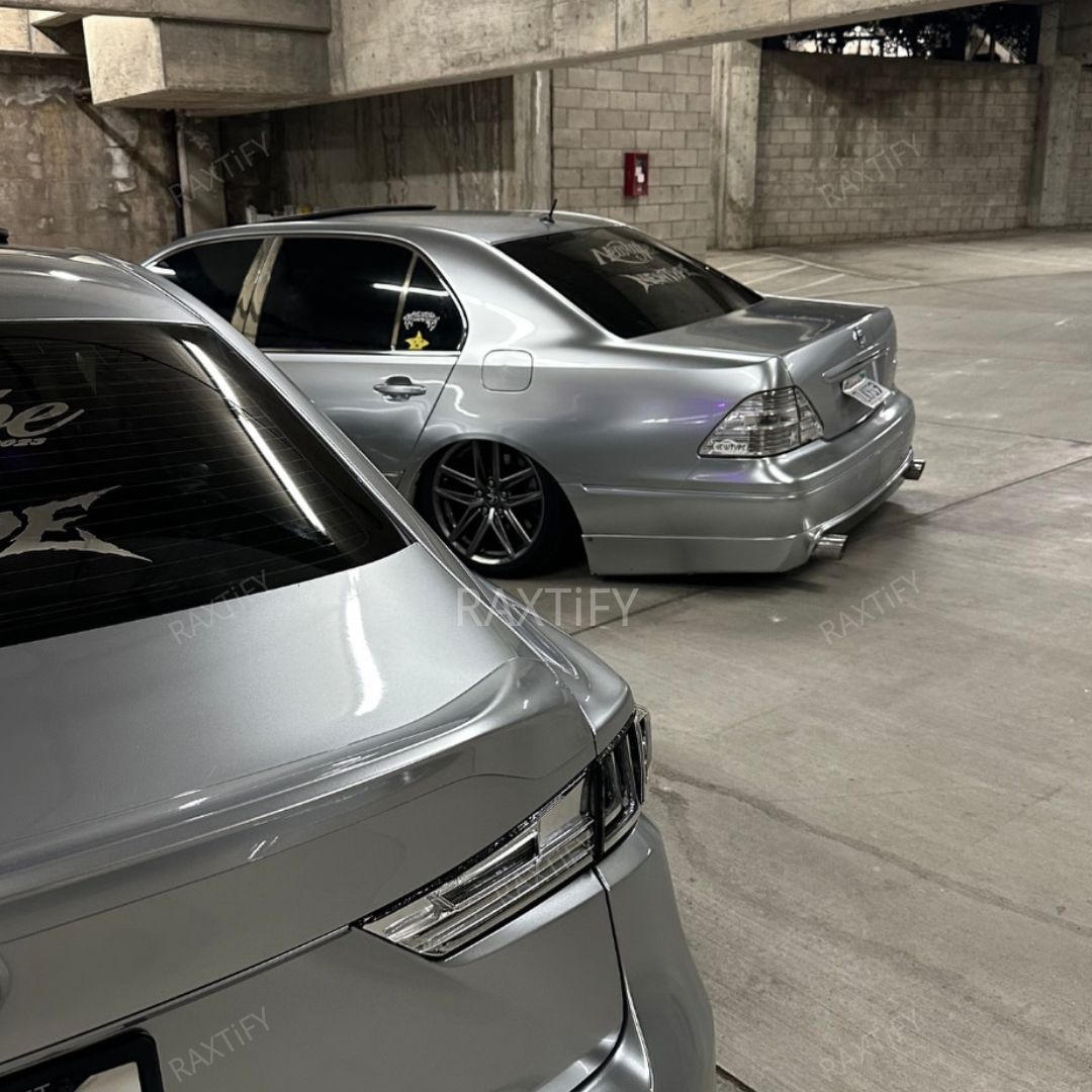 Gloss Metallic Metal Silver Car Wrap on lexus back