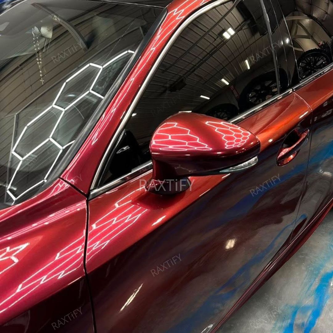 Lexus Gloss Metallic Rufous Red Vinyl Wrap mirror look