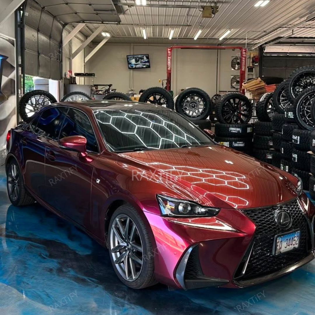 Lexus Gloss Metallic Rufous Red Vinyl Wrap side look
