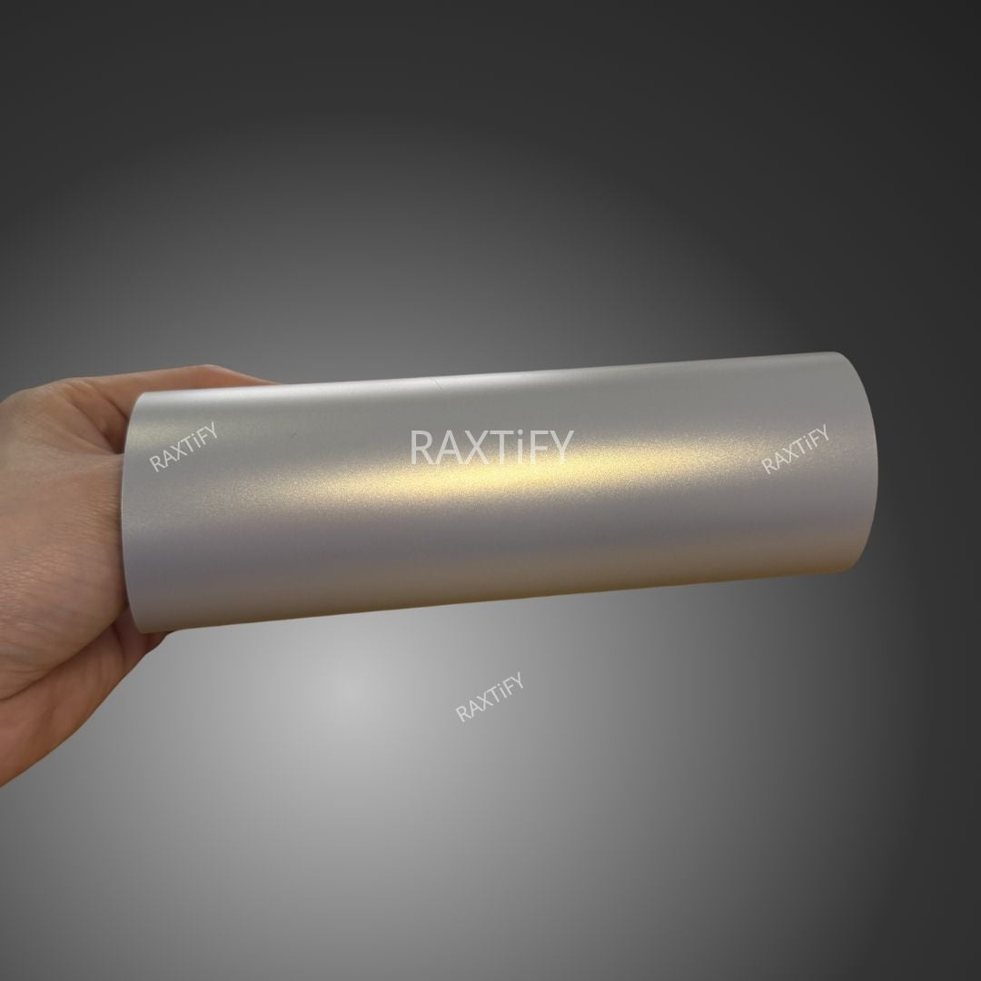 Satin Cyber Silver Gold Vinyl Wrap sample