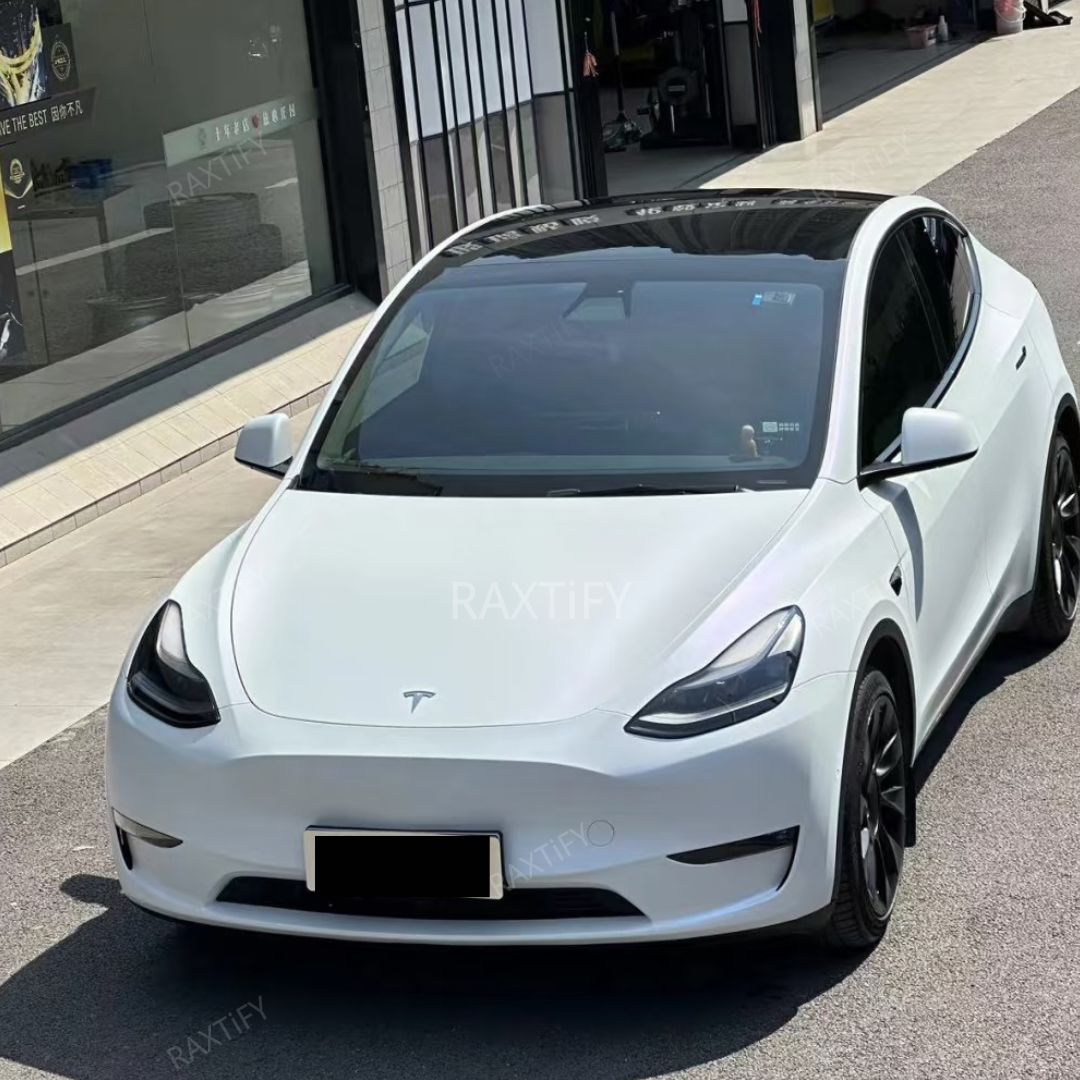 Matte Glitter White Blue Vinyl Wrap tesla model 3