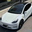 Matte Glitter White Blue Vinyl Wrap tesla hood